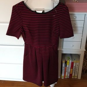 Black and Red Striped Midi Dress